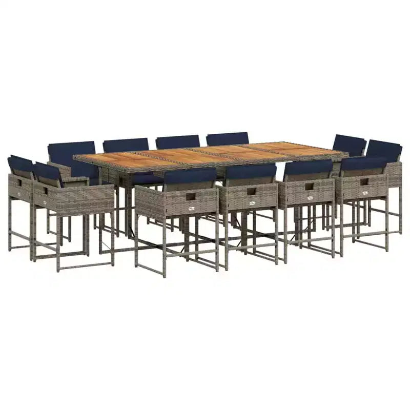 vidaXL Patio Dining Set Set of 12 Gray, Navy Blue
