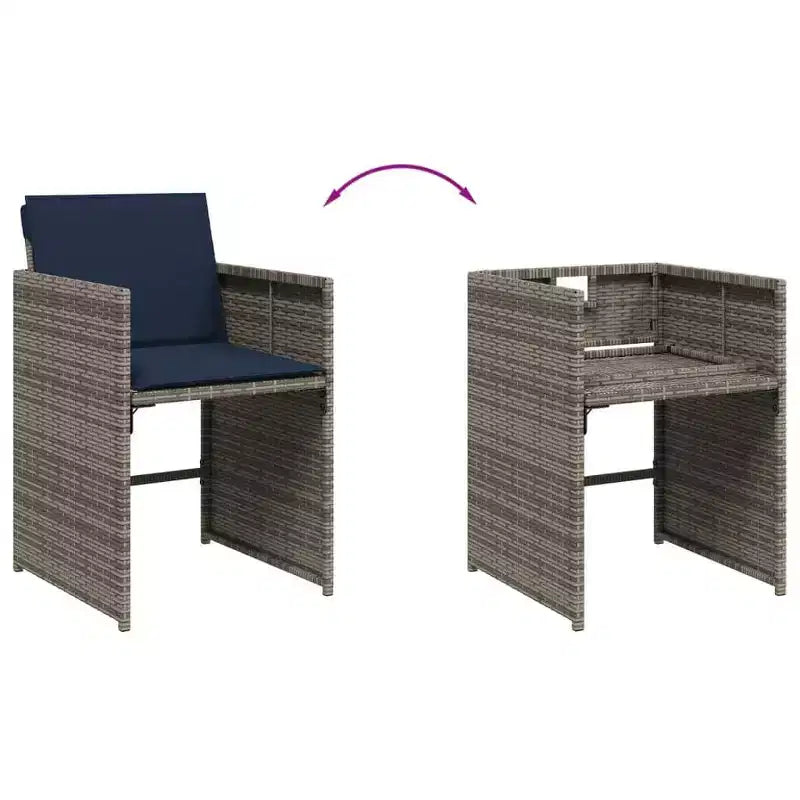 vidaXL Ensemble de salle à manger d'extérieur 12 pcs Gris, Bleu marine