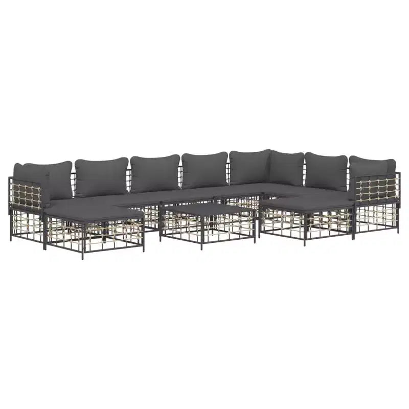 vidaXL Salon de jardin 10 pcs Anthracite