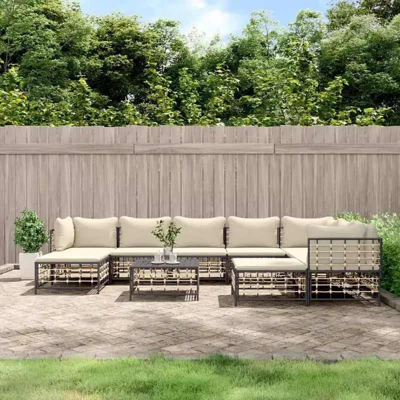 vidaXL Salon de jardin 10 pcs Anthracite