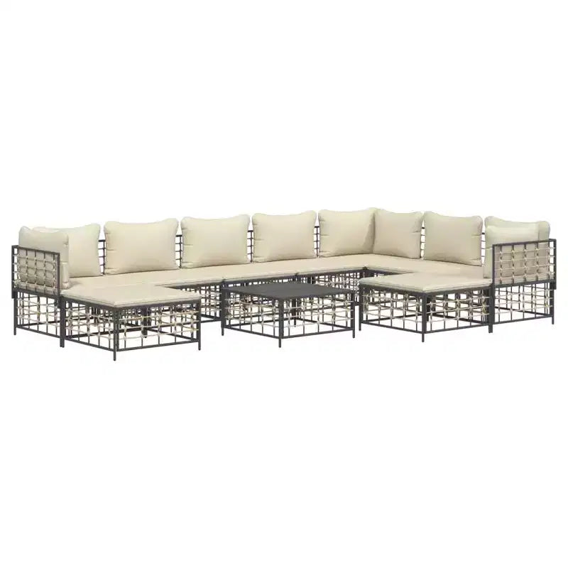 vidaXL Salon de jardin 10 pcs Anthracite