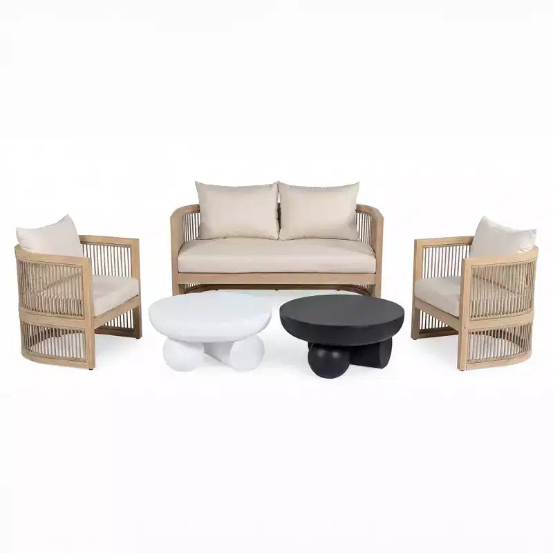 Christopher Knight Home Wulan Ensemble de conversation 5 pièces en bois d'acacia avec table en béton