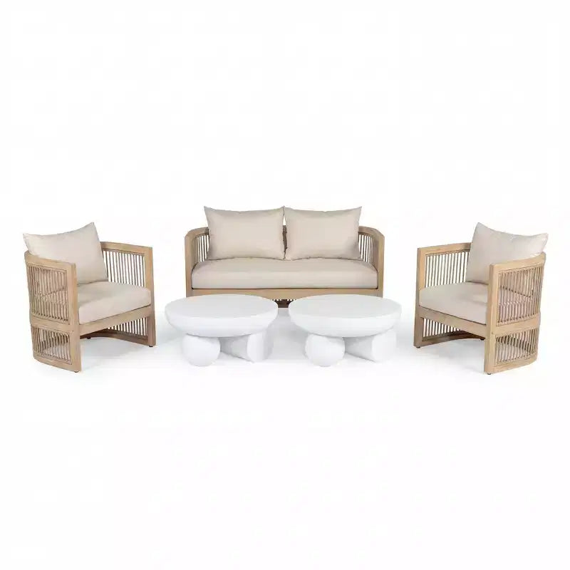 Christopher Knight Home Wulan Ensemble de conversation 5 pièces en bois d'acacia avec table en béton