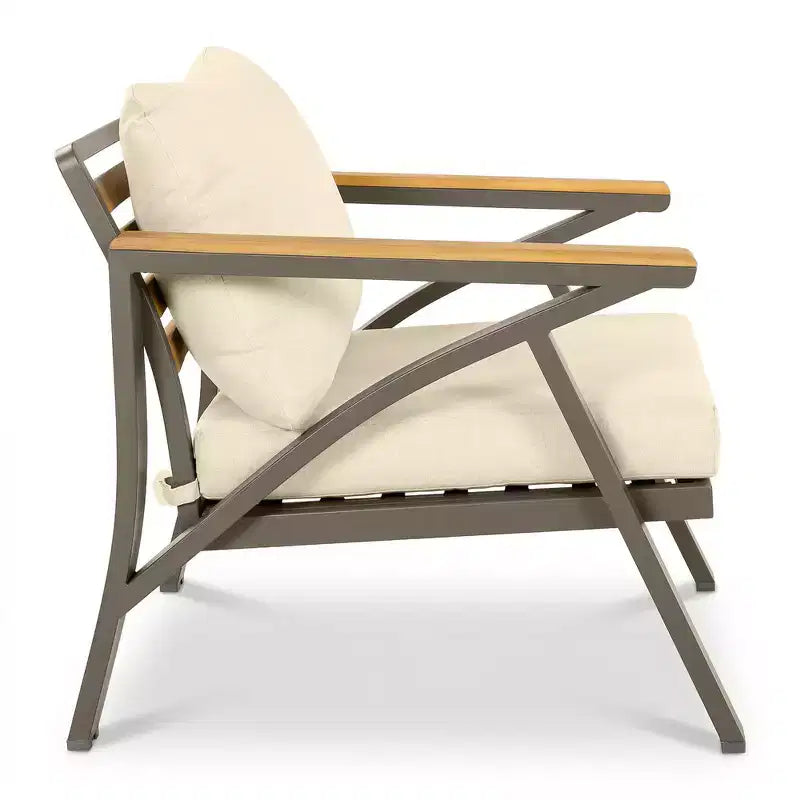 Ensemble de canapé d'angle 6 pièces Whisen pour patio, salon de jardin avec canapé 3 places, 2 fauteuils, 2 poufs, table basse