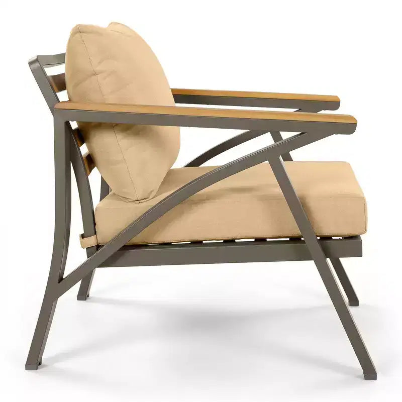 Ensemble de canapé d'angle 6 pièces Whisen pour patio, salon de jardin avec canapé 3 places, 2 fauteuils, 2 poufs, table basse