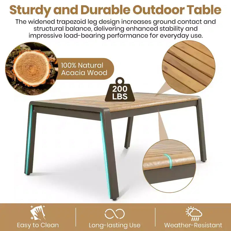 Ensemble de canapé d'angle 6 pièces Whisen pour patio, salon de jardin avec canapé 3 places, 2 fauteuils, 2 poufs, table basse