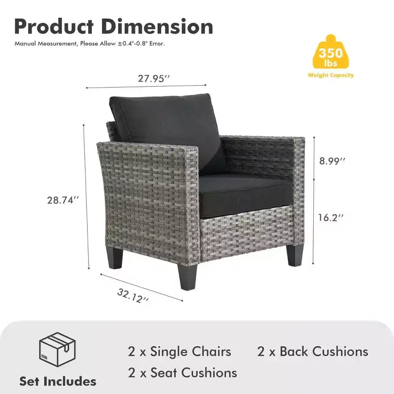 Ensemble de 2 meubles de patio HOMLUX, chaises longues d'extérieur, rotin gris
