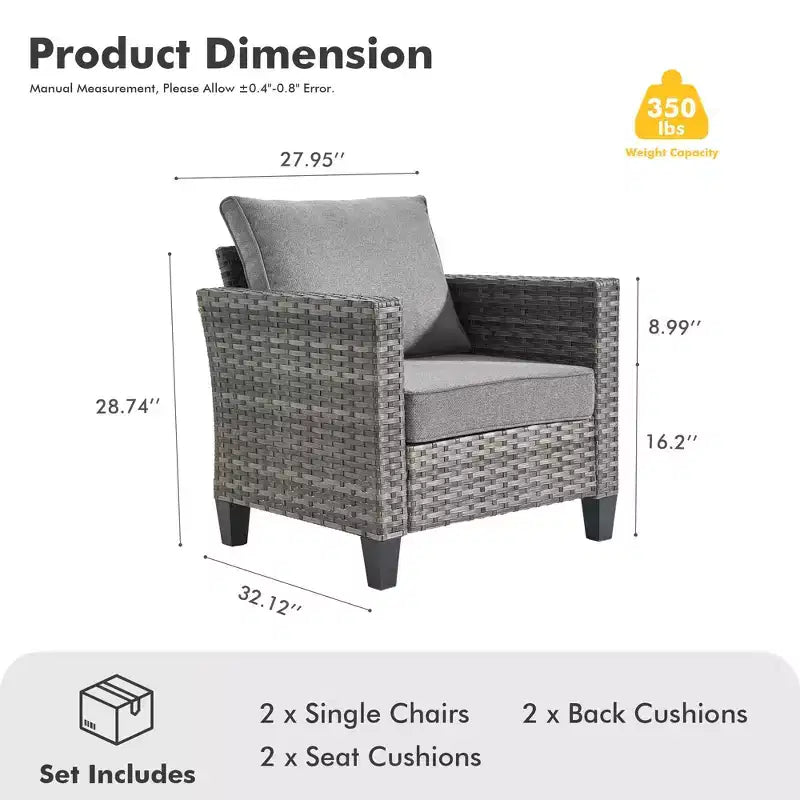 Ensemble de 2 meubles de patio HOMLUX, chaises longues d'extérieur, rotin gris