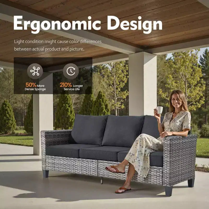 Ensemble de patio HOMLUX 6 pièces avec brasero en acier de 42 po, canapé 3 places, chaises simples et poufs