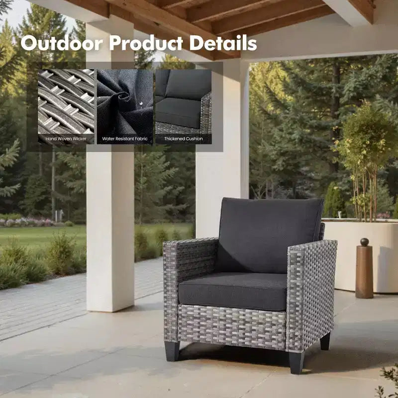 Ensemble de patio HOMLUX 6 pièces avec brasero en acier de 42 po, canapé 3 places, chaises simples et poufs