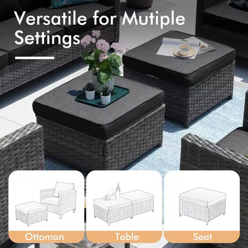 Ensemble de patio HOMLUX 6 pièces avec brasero en acier de 42 po, canapé 3 places, chaises simples et poufs