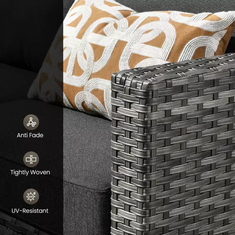 Ensemble de patio HOMLUX 6 pièces avec brasero en acier de 42 po, canapé 3 places, chaises simples et poufs
