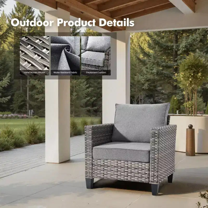 Ensemble de patio HOMLUX 6 pièces avec brasero en acier de 42 po, canapé 3 places, chaises simples et poufs