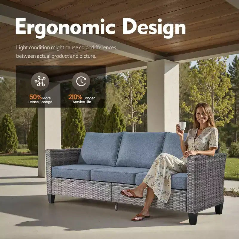 Ensemble de patio HOMLUX 6 pièces avec brasero en acier de 42 po, canapé 3 places, chaises simples et poufs