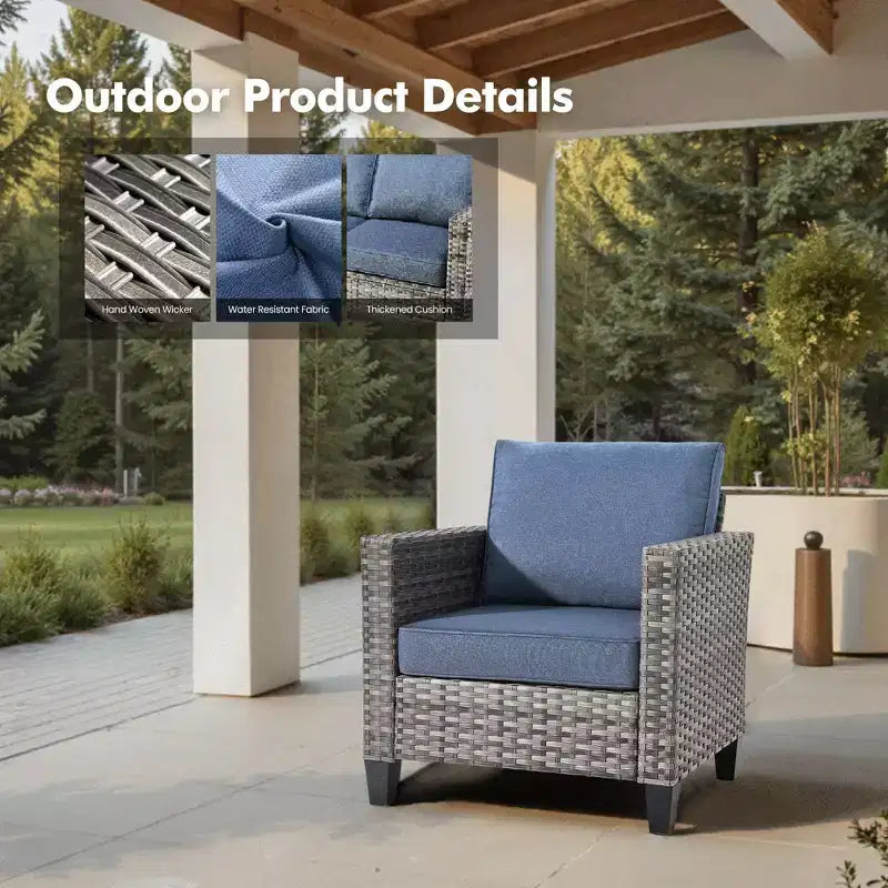 Ensemble de patio HOMLUX 6 pièces avec brasero en acier de 42 po, canapé 3 places, chaises simples et poufs
