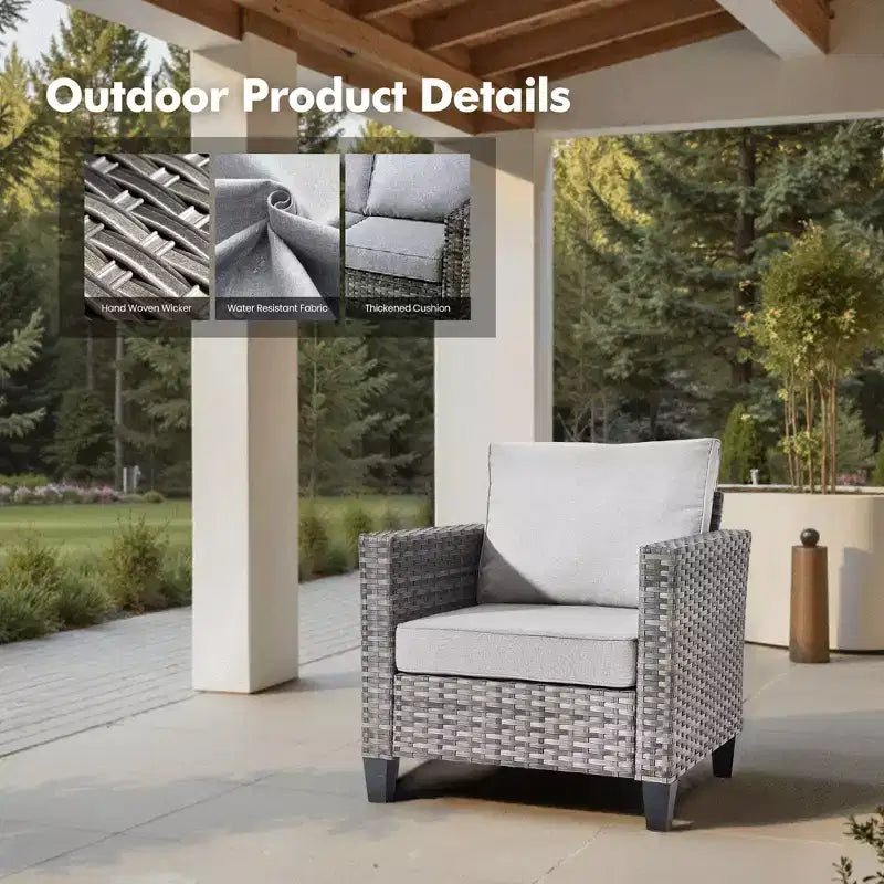 Ensemble de patio HOMLUX 6 pièces avec brasero en acier de 42 po, canapé 3 places, chaises simples et poufs