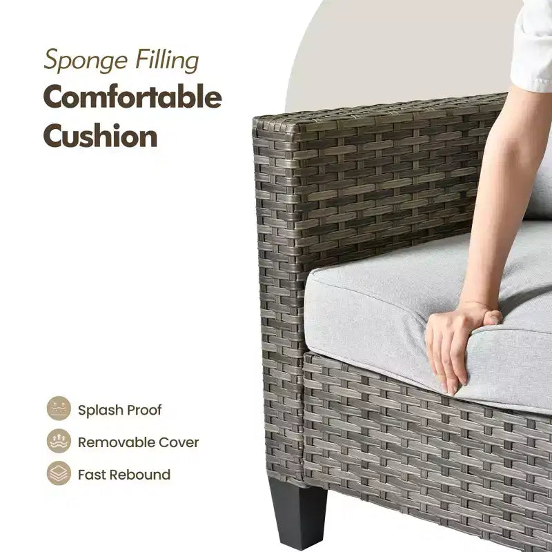 Ensemble de patio HOMLUX 6 pièces avec brasero en acier de 42 po, canapé 3 places, chaises simples et poufs