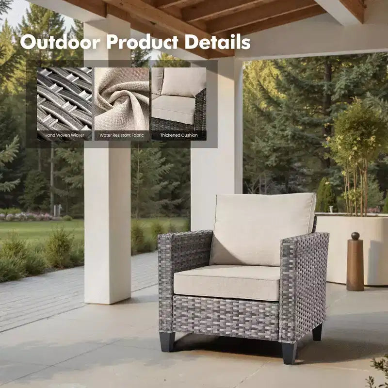 Ensemble de patio HOMLUX 6 pièces avec brasero en acier de 42 po, canapé 3 places, chaises simples et poufs