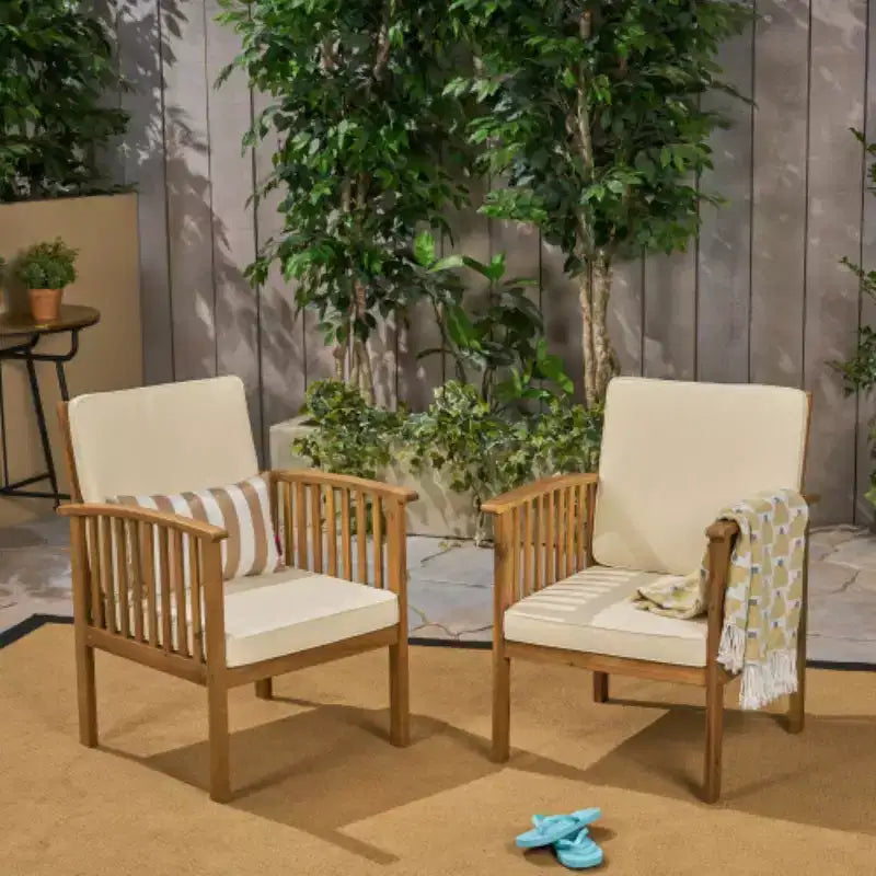 Ensemble de conversation d'extérieur moderne pour petits espaces, chaises de club en bois d'acacia avec table d'appoint pliable pour jardin, terrasse et arrière-cour-Panipeachy