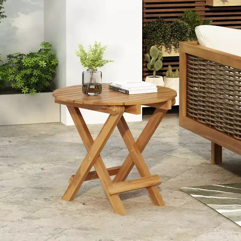 Ensemble de conversation d'extérieur moderne pour petits espaces, chaises de club en bois d'acacia avec table d'appoint pliable pour jardin, terrasse et arrière-cour-Panipeachy