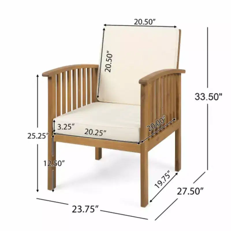 Ensemble de conversation d'extérieur moderne pour petits espaces, chaises de club en bois d'acacia avec table d'appoint pliable pour jardin, terrasse et arrière-cour-Panipeachy