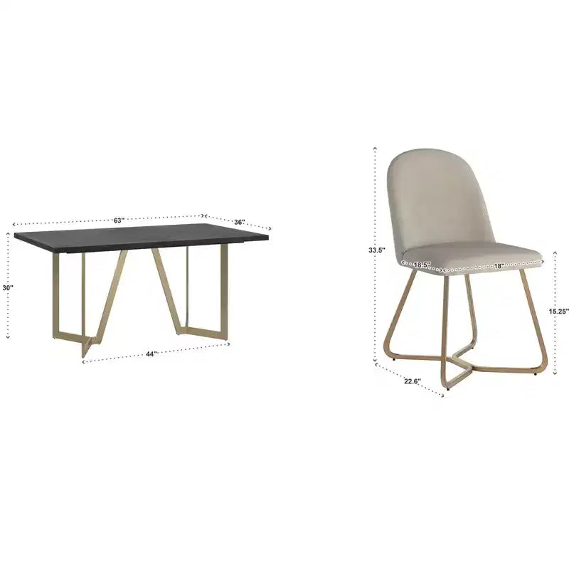 Ensemble de salle à manger Karianne fini or vieilli et noir - iNSPIRE Q