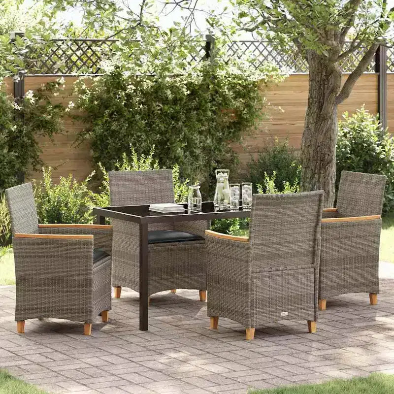 vidaXL Salon de jardin 5 pcs en résine tressée gris