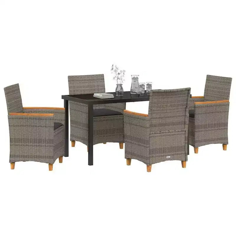vidaXL Salon de jardin 5 pcs en résine tressée gris