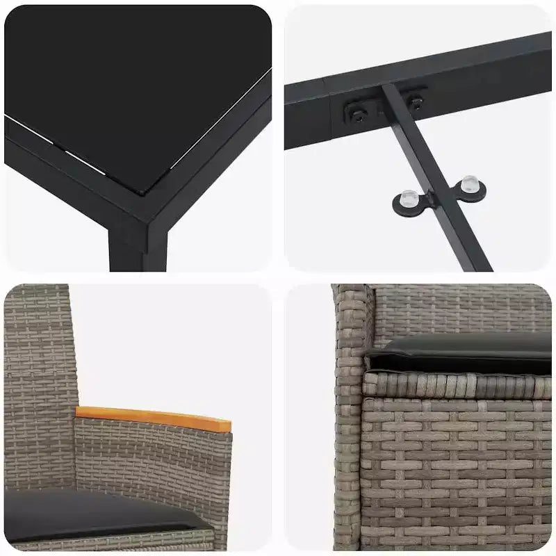 vidaXL Salon de jardin 5 pcs en résine tressée gris