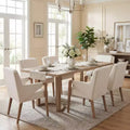 Christopher Knight Home Harish Modern 7 Piece Rubberwood Linen Upholstered Dining Set with Rectangular Table