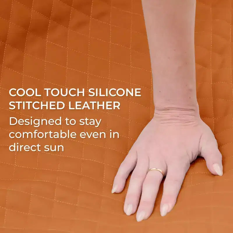 Ensemble de mobilier de patio extérieur Big Joe Solvana, cuir cousu en silicone résistant aux intempéries et au toucher frais, chaise Link, Honey Sand