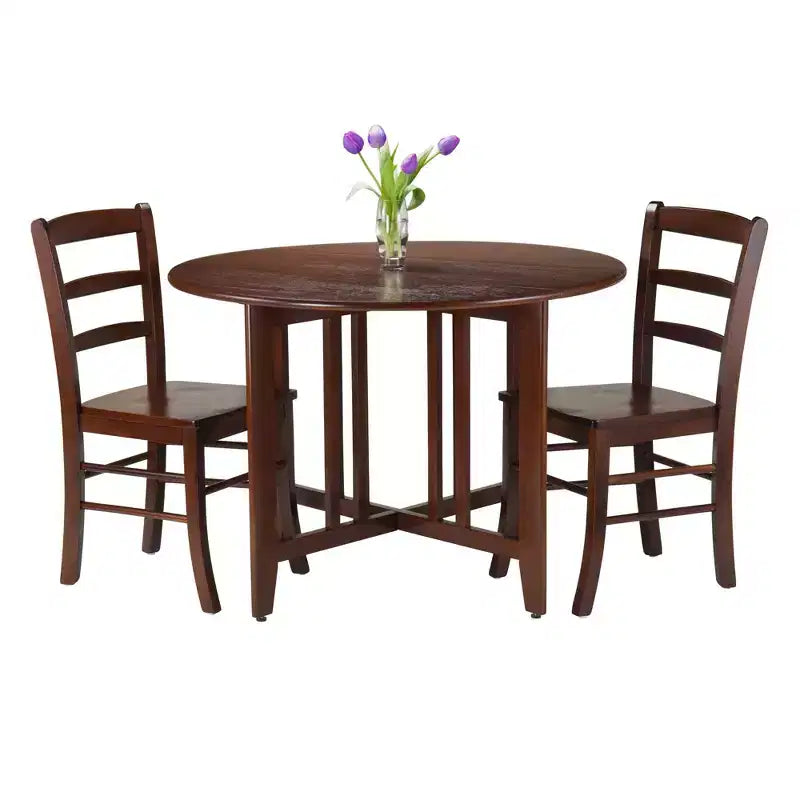 Ensemble de salle à manger rond 3 pièces Alamo avec 2 chaises à dossier échelle en bois/rouge - Winsome