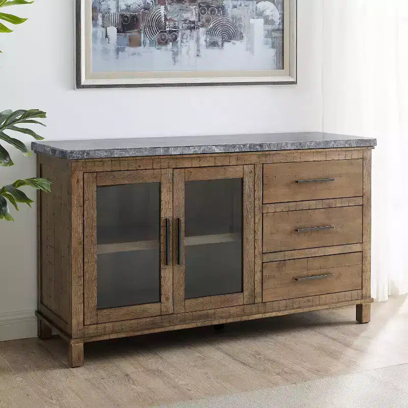 Ensemble de salle à manger 8 pièces Grayson en marbre gris/bois flotté - Steve Silver Co.