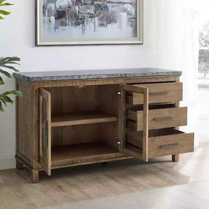 Ensemble de salle à manger 8 pièces Grayson en marbre gris/bois flotté - Steve Silver Co.