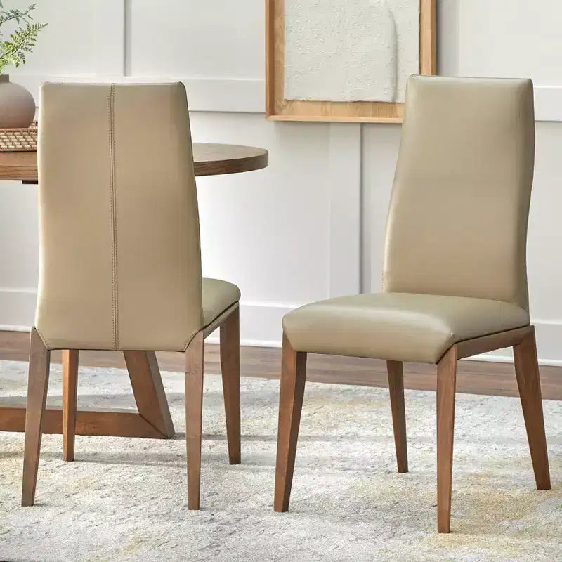 Lifestorey Ensemble de salle à manger 5 pièces Valissa moderne avec chaises en cuir Noyer/Gris-taupe