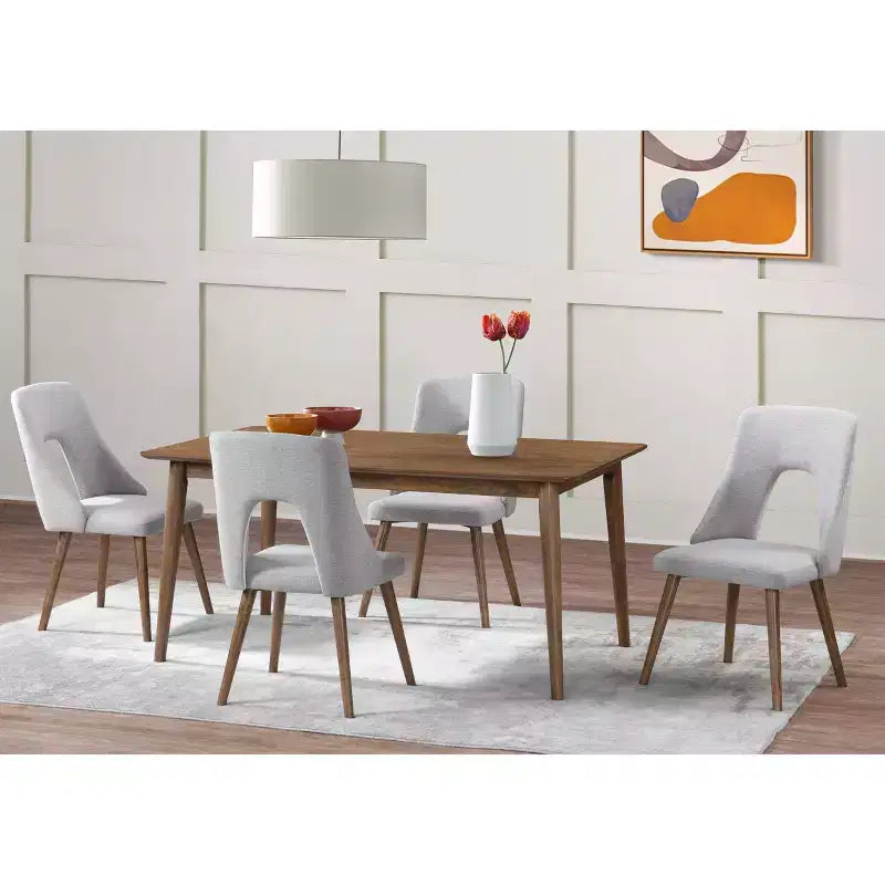 Ensemble de salle à manger rectangulaire Lifestorey 5 pièces Clover Mid-Century Modern Noyer/Gris