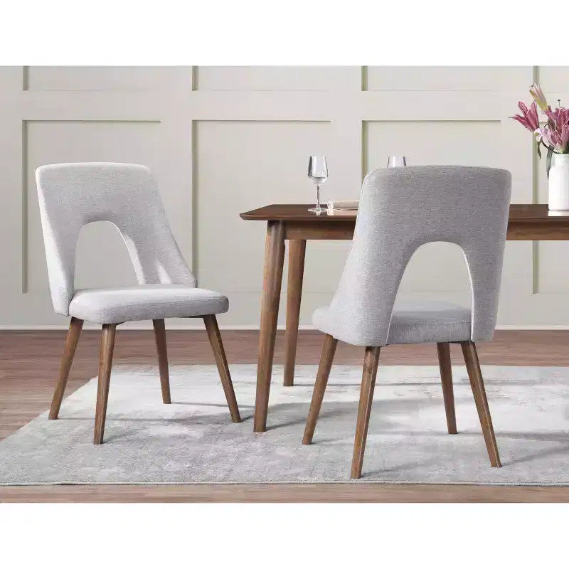 Ensemble de salle à manger rectangulaire Lifestorey 5 pièces Clover Mid-Century Modern Noyer/Gris