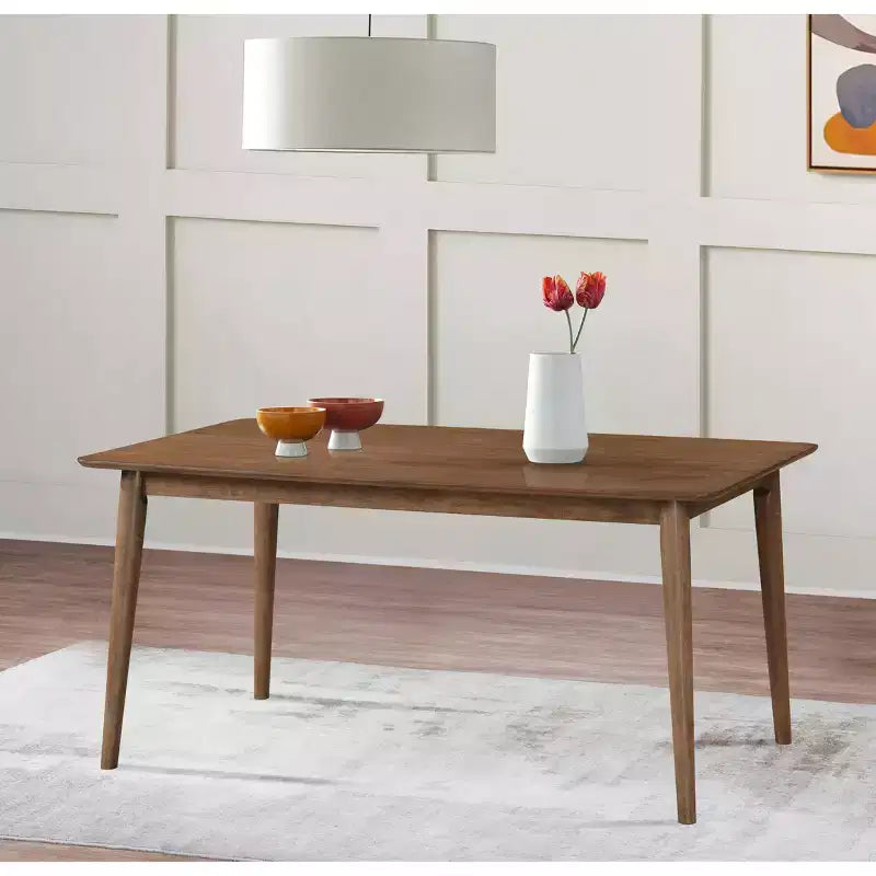 Ensemble de salle à manger rectangulaire Lifestorey 5 pièces Clover Mid-Century Modern Noyer/Gris