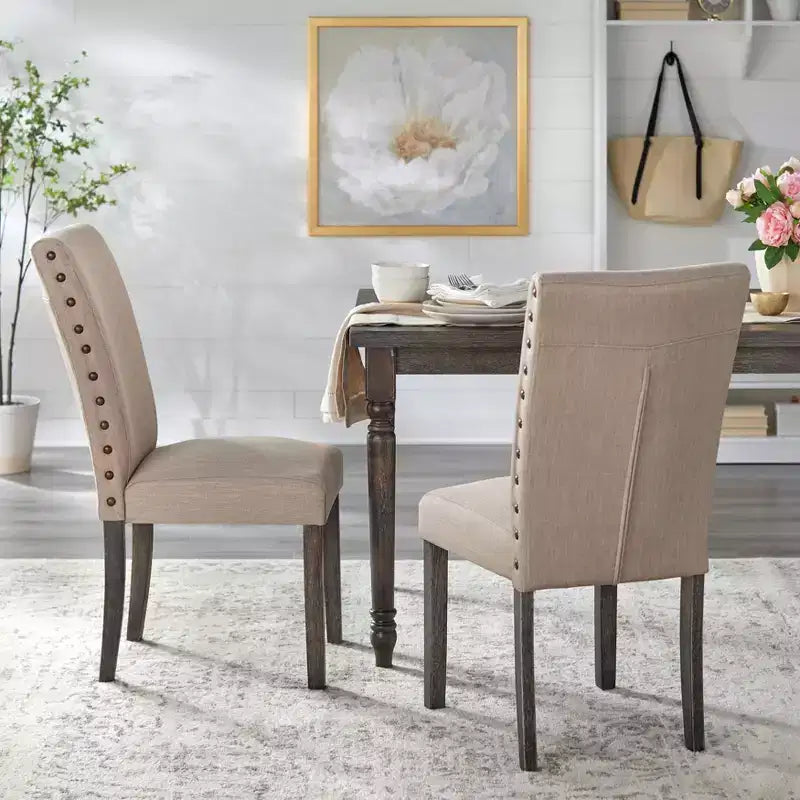 Ensemble de salle à manger Buylateral 6 pièces Burntwood Parson avec banc gris patiné : Bois d'hévéa, Chaises rembourrées