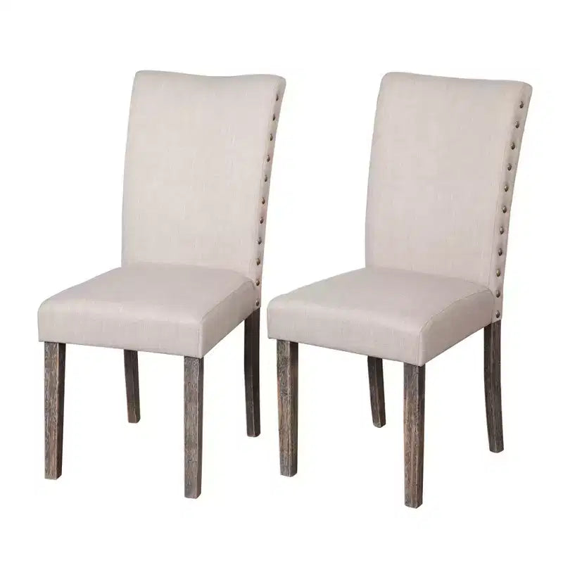 Ensemble de salle à manger Buylateral 6 pièces Burntwood Parson avec banc gris patiné : Bois d'hévéa, Chaises rembourrées