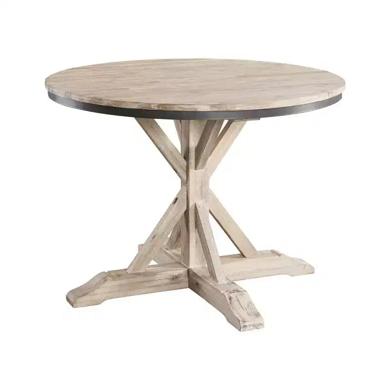 5pc Round Keaton Standard Height Dining Table Set with 4 Chairs Beach - Picket House Furnishings: Rustic Pedestal Design