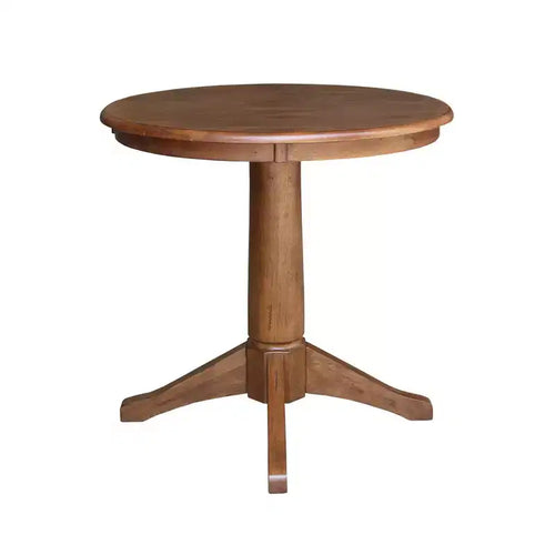 Tables de salle à manger 29,9" Plateau rond sur pied en chêne vieilli