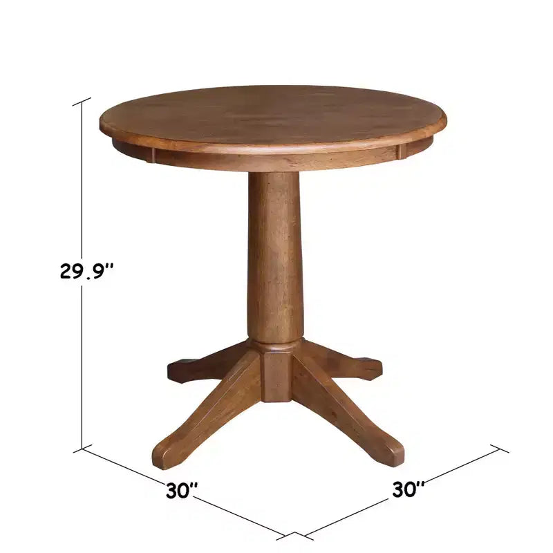 Tables de salle à manger 29,9" Plateau rond sur pied en chêne vieilli