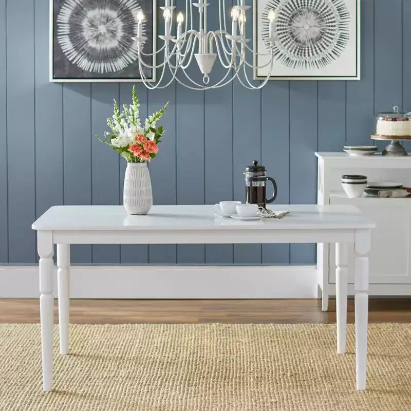 Buylateral – Ensemble repas 7 pièces Albury Cross Back blanc : Table rectangulaire moderne, 6 chaises en bois