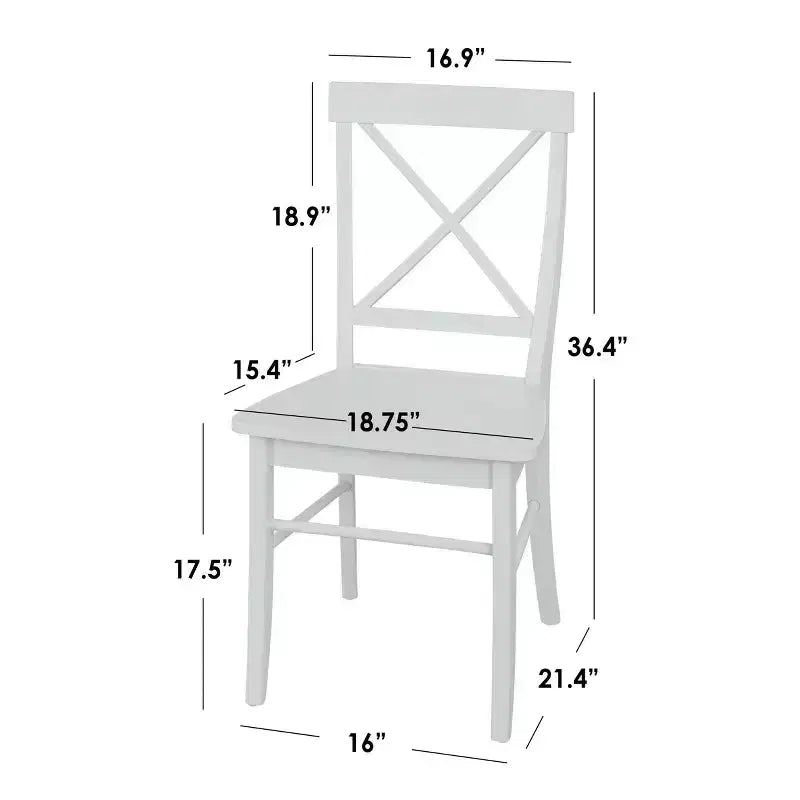 Buylateral – Ensemble repas 7 pièces Albury Cross Back blanc : Table rectangulaire moderne, 6 chaises en bois