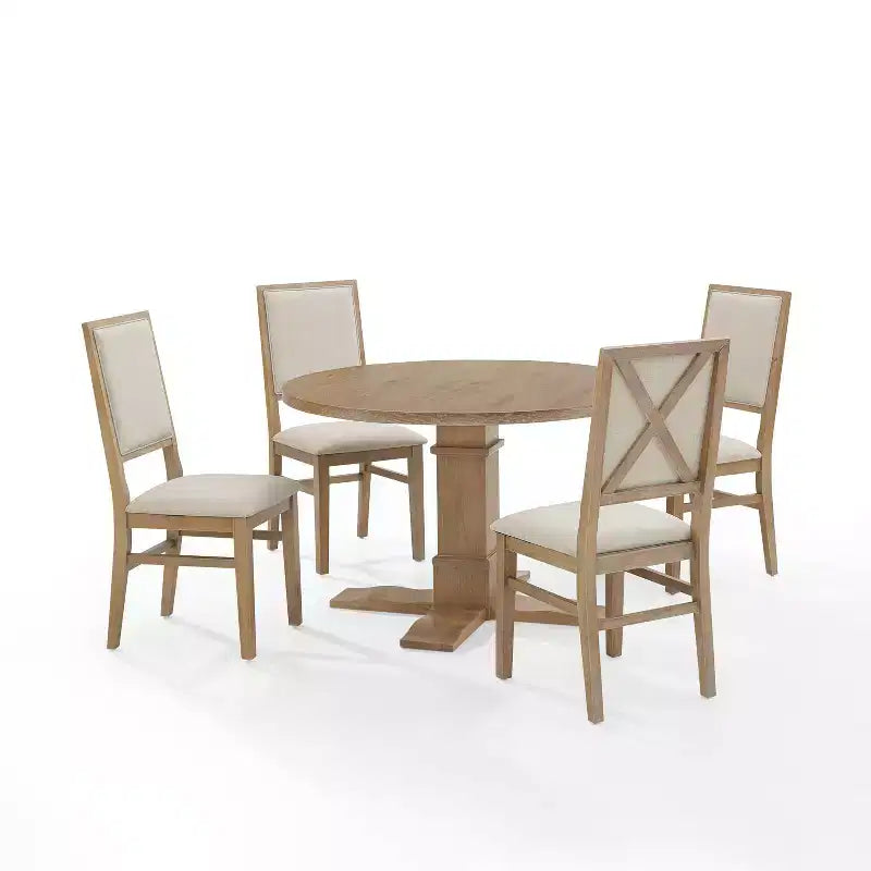 Ensemble de salle à manger 5 pièces Joanna avec 4 chaises à dossier rembourré marron rustique - Crosley