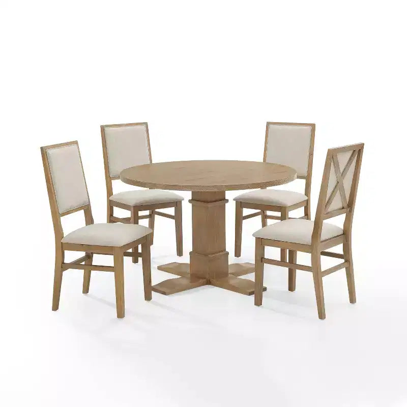 Ensemble de salle à manger 5 pièces Joanna avec 4 chaises à dossier rembourré marron rustique - Crosley
