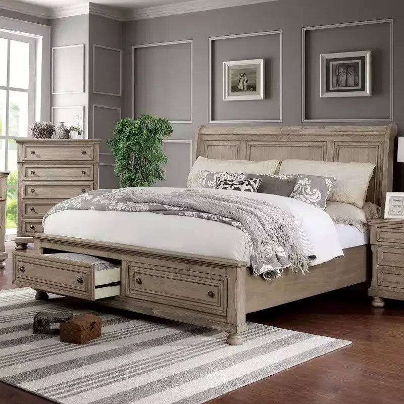 Ensemble 2 pièces lit Queen et commode gris - HOMES: Inside + Out