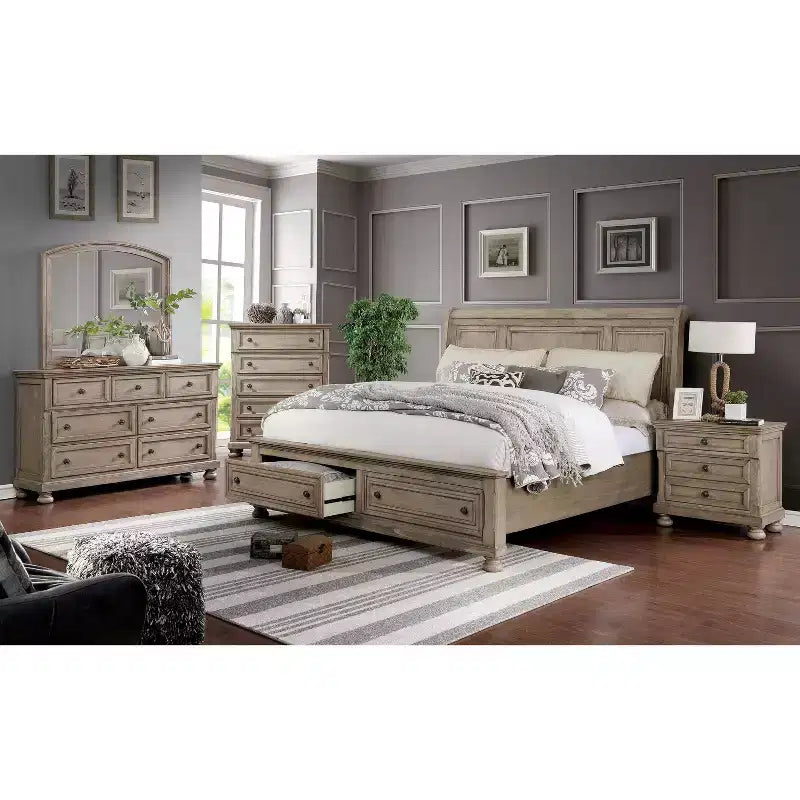 Ensemble 2 pièces lit Queen et commode gris - HOMES: Inside + Out