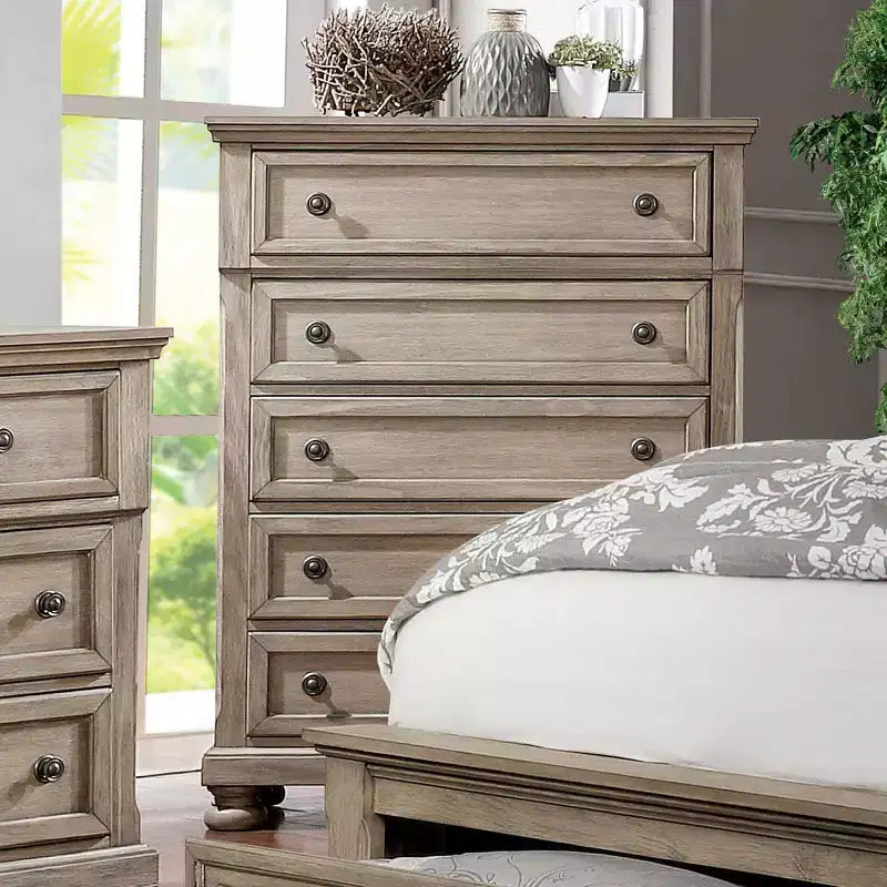 Ensemble 2 pièces lit Queen et commode gris - HOMES: Inside + Out